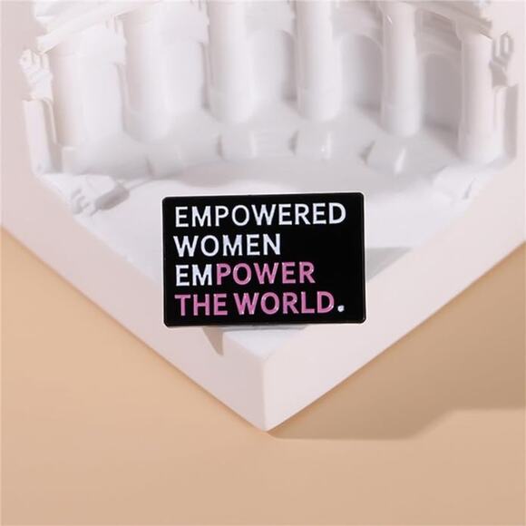 Empowered Women Empower The World Button Clasp Brooch - Picture 6 of 8